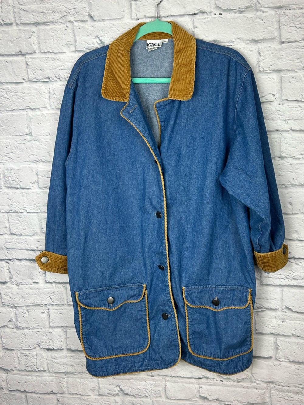 Vintage Koret City Blues 1X Denim Barn Jacket Corduroy Collar Chore Coat